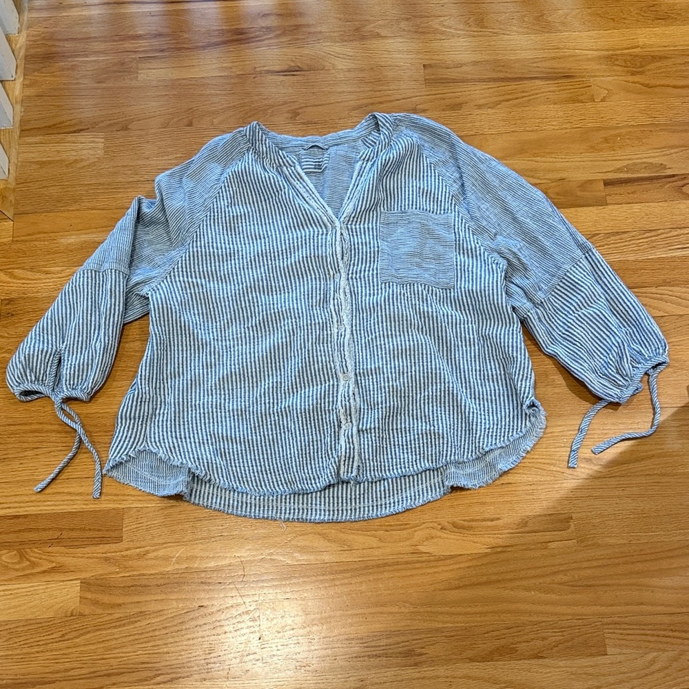 Aerie Blue and White Striped Top